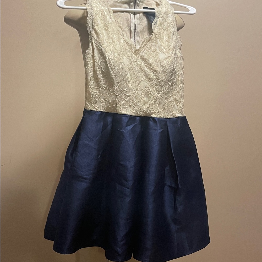Teeze Me Cream and Navy Kids Dress
